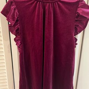 GAP Magenta Velvet Ruffle Sleeve Blouse